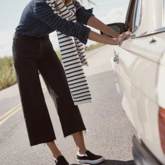 MADEWELL Women's Wide-Leg Crop Jeans in True Black: Drop-Hem Edition Size 27 - Picture 10 of 10